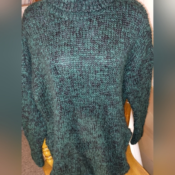 TREASURE & BOND black& green marled knit Winter Fall turtleneck sweater sz M - Picture 8 of 11